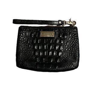 Brahmin Melbourne Betty Black Croc Embossed Zip Wristlet Clutch